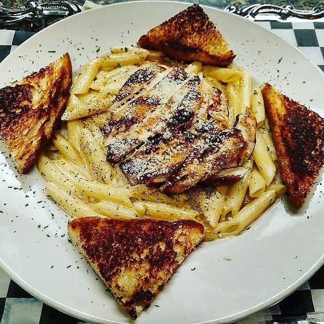 Blackened Chicken Alfredo.