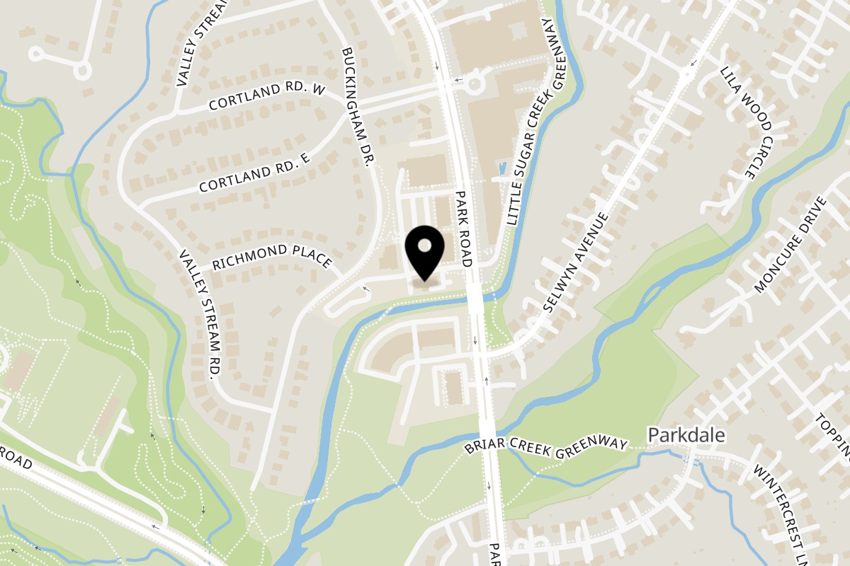 Map showing the location of Lucky Lou's Tavern on 5124 Park Rd in Charlotte